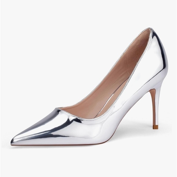Dobolin silver Sexy Pointed Toe Slip On high heel pumps - Picture 1 of 8